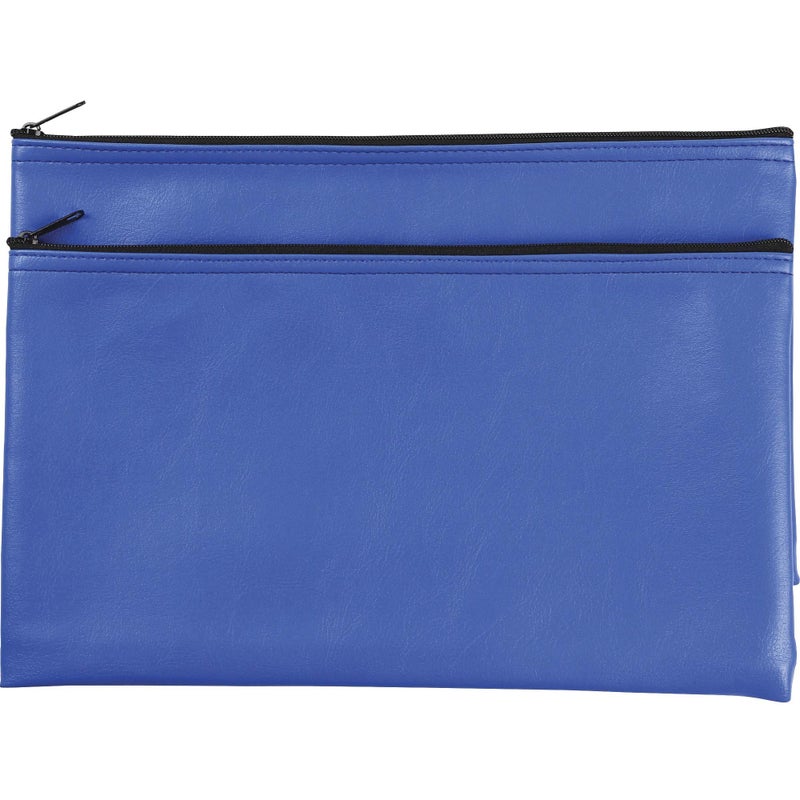Manaloom Security Bank Deposit/Utility Zipper Coin Bags, 11 X 6 Inches - Leather Zipper Pocket Money Holder, safe for Cash, Coins, Legal Documents, Receipts - Blue - 2 Pack - Image 2